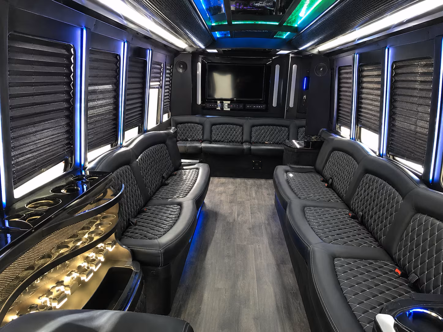 Virginia Beach Birthday, Sweet 16, & Quinceañera Transportation party bus interior