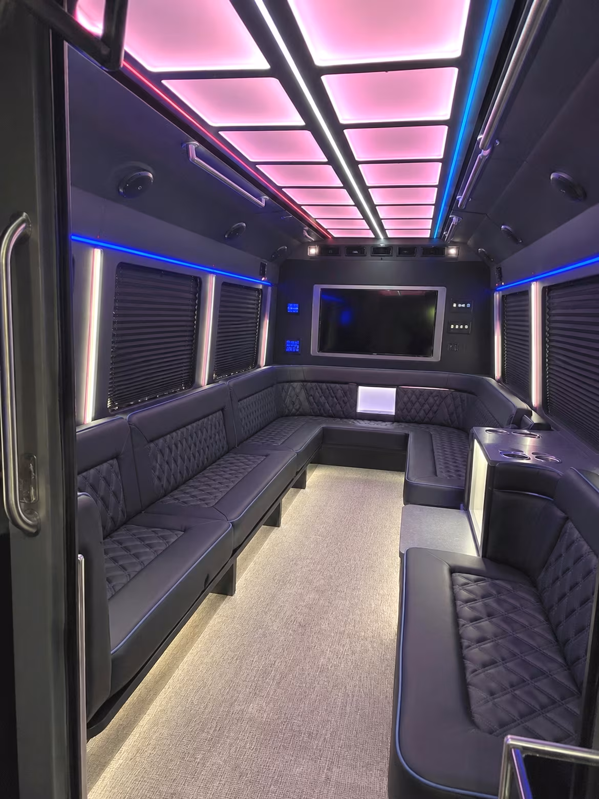 Virginia Beach Wedding Transportation party bus interior