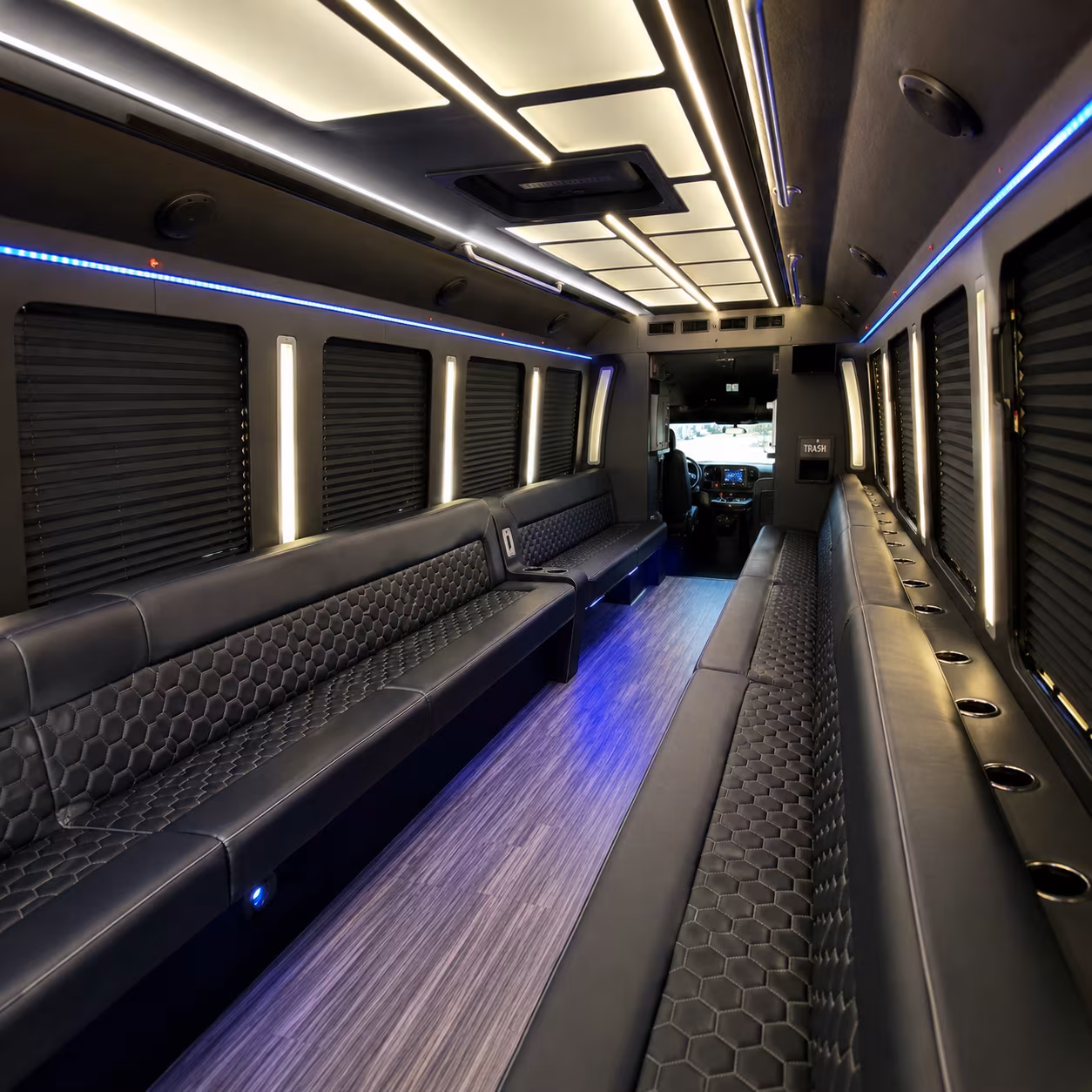 Virginia Beach Wedding Transportation party bus interior